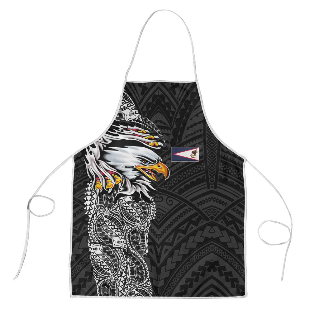 American Samoa Flag Day Apron Tribal Tattoo with Eagle Black LT03 Black - Polynesian Pride