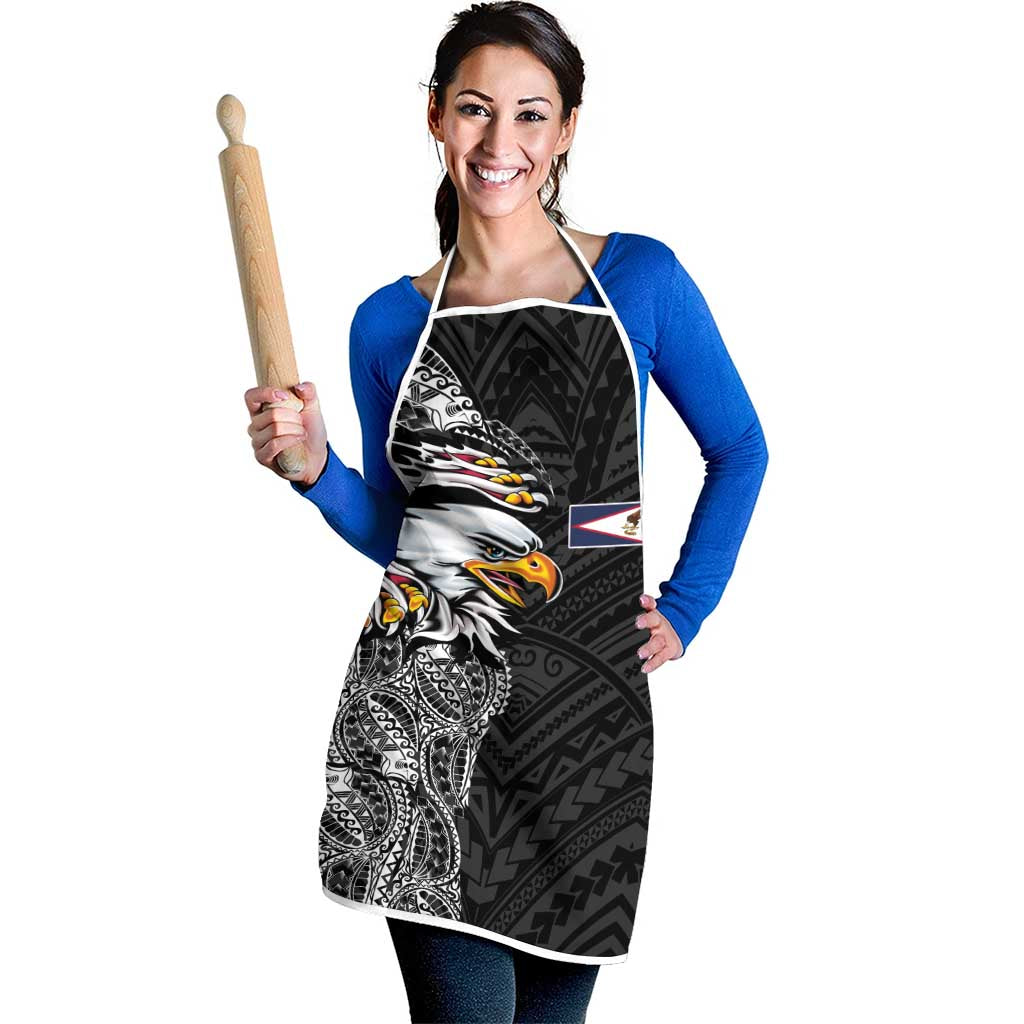 American Samoa Flag Day Apron Tribal Tattoo with Eagle Black LT03 - Polynesian Pride