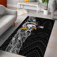 American Samoa Flag Day Area Rug Tribal Tattoo with Eagle Black LT03 - Polynesian Pride