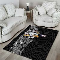 American Samoa Flag Day Area Rug Tribal Tattoo with Eagle Black LT03 - Polynesian Pride