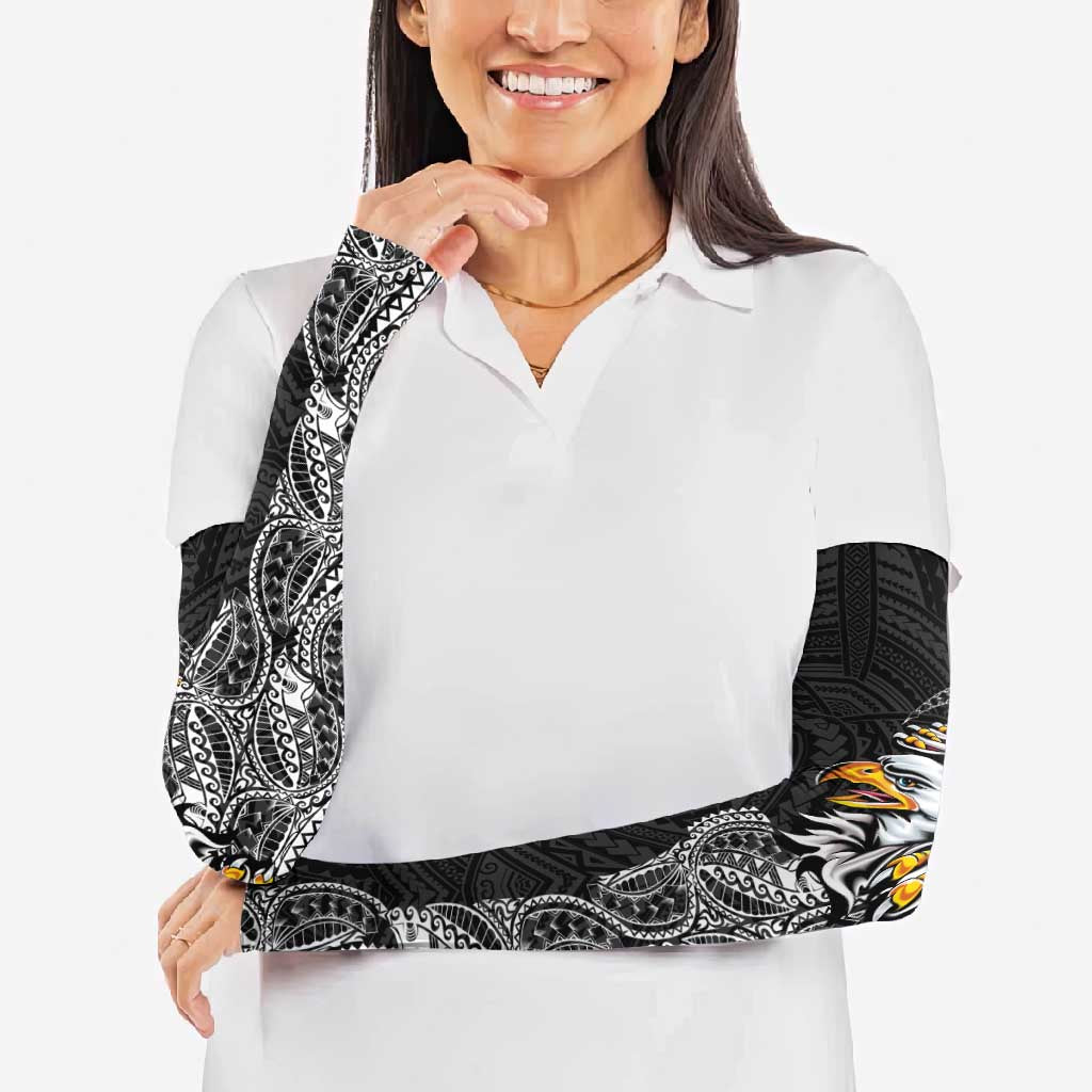 American Samoa Flag Day Arm Sleeves Tribal Tattoo with Eagle Black LT03 - Polynesian Pride