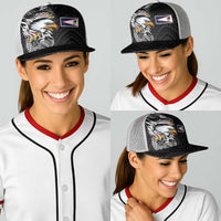 American Samoa Flag Day Baseball Net Cap Tribal Tattoo with Eagle Black LT03 - Polynesian Pride