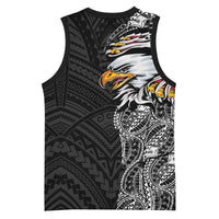 American Samoa Flag Day Basketball Jersey Tribal Tattoo with Eagle Black LT03 - Polynesian Pride