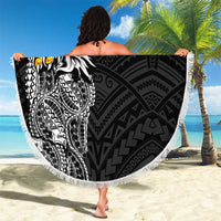 American Samoa Flag Day Beach Blanket Tribal Tattoo with Eagle Black