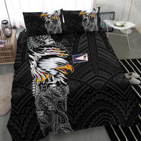 American Samoa Flag Day Bedding Set Tribal Tattoo with Eagle Black LT03 - Polynesian Pride