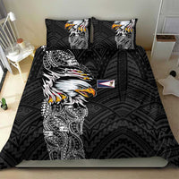 American Samoa Flag Day Bedding Set Tribal Tattoo with Eagle Black LT03 - Polynesian Pride