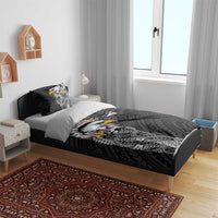 American Samoa Flag Day Bedding Set Tribal Tattoo with Eagle Black LT03 - Polynesian Pride