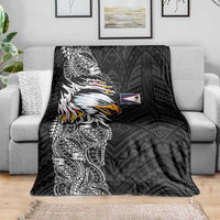 American Samoa Flag Day Blanket Tribal Tattoo with Eagle Black LT03 - Polynesian Pride