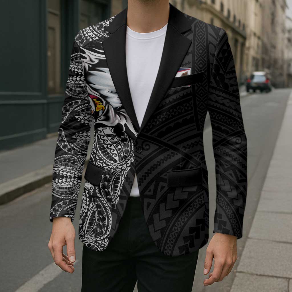 American Samoa Flag Day Blazer Tribal Tattoo with Eagle Black LT03 - Polynesian Pride