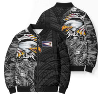 American Samoa Flag Day Bomber Puffer Jacket Tribal Tattoo with Eagle Black LT03 - Polynesian Pride