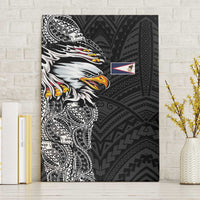 American Samoa Flag Day Canvas Wall Art Tribal Tattoo with Eagle Black LT03 Without Frame Black - Polynesian Pride
