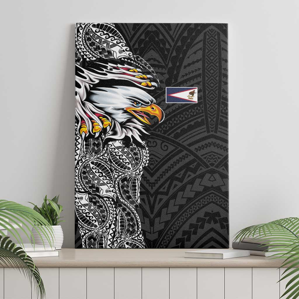 American Samoa Flag Day Canvas Wall Art Tribal Tattoo with Eagle Black LT03 - Polynesian Pride