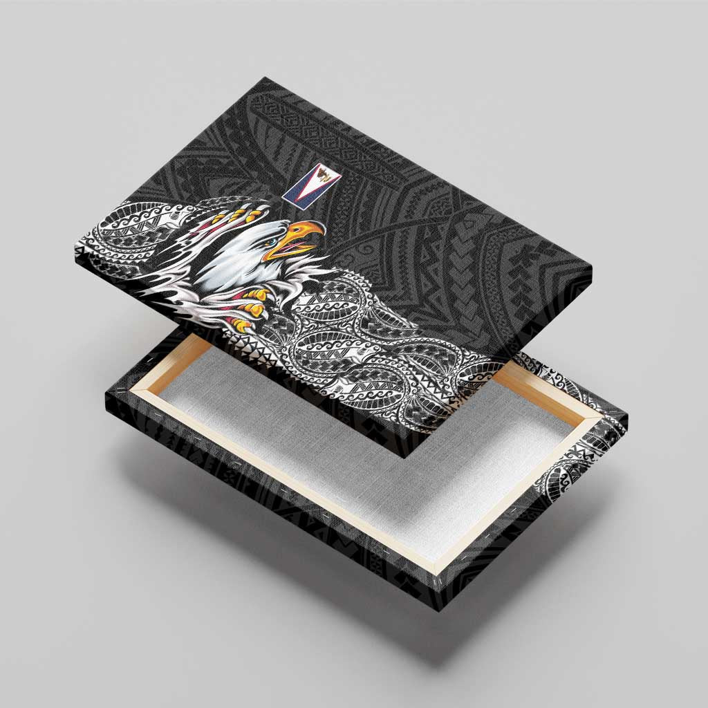 American Samoa Flag Day Canvas Wall Art Tribal Tattoo with Eagle Black LT03 - Polynesian Pride