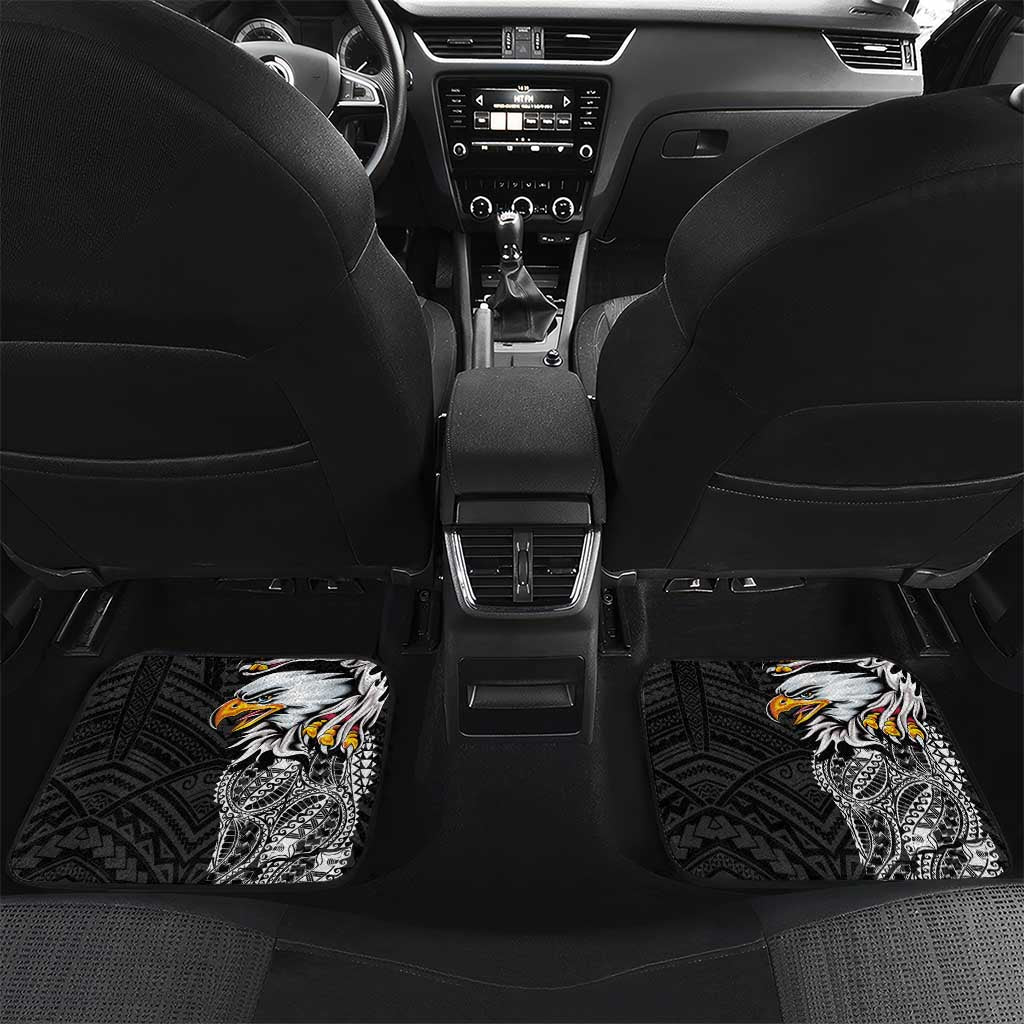 American Samoa Flag Day Car Mats Tribal Tattoo with Eagle Black LT03 Set 2pcs - Back Black - Polynesian Pride