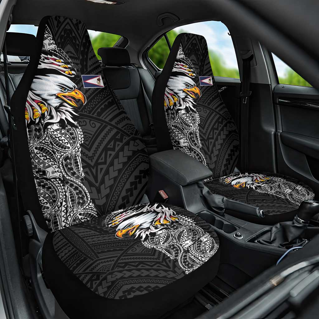 American Samoa Flag Day Car Seat Cover Tribal Tattoo with Eagle Black LT03 One Size Black - Polynesian Pride