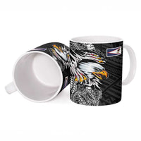 American Samoa Flag Day Ceramic Mug Tribal Tattoo with Eagle Black
