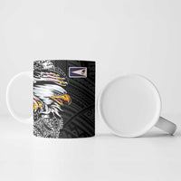 American Samoa Flag Day Ceramic Mug Tribal Tattoo with Eagle Black