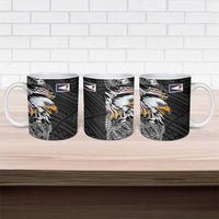 American Samoa Flag Day Ceramic Mug Tribal Tattoo with Eagle Black