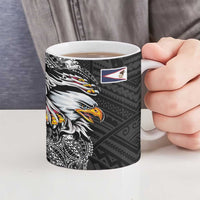 American Samoa Flag Day Ceramic Mug Tribal Tattoo with Eagle Black