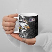 American Samoa Flag Day Ceramic Mug Tribal Tattoo with Eagle Black