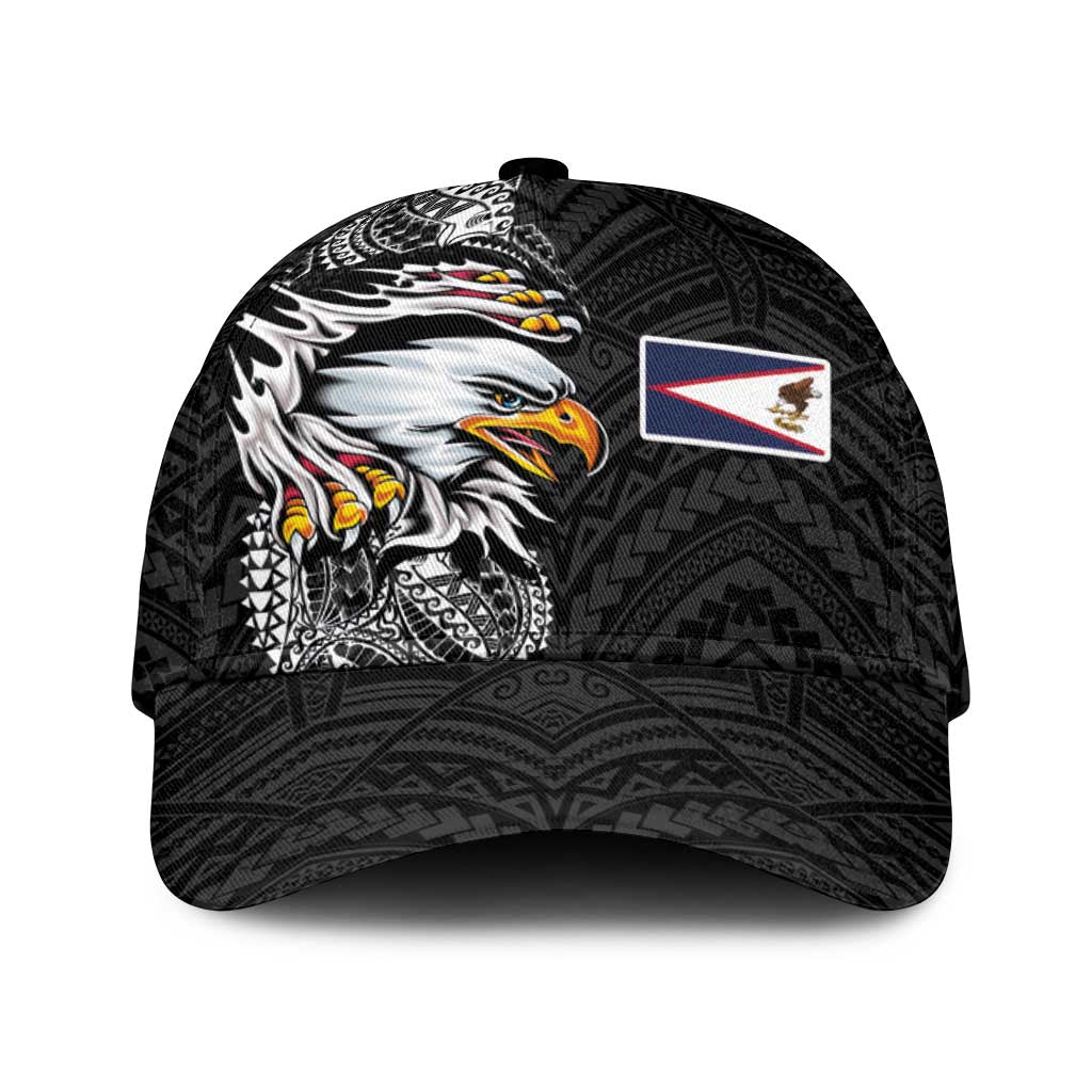 American Samoa Flag Day Classic Cap Tribal Tattoo with Eagle Black LT03 Universal Fit Black - Polynesian Pride