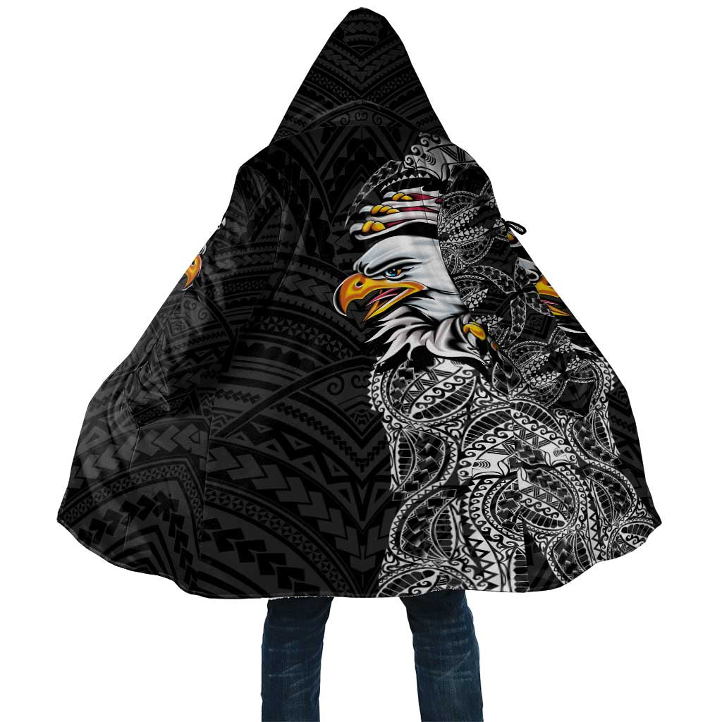 American Samoa Flag Day Cloak Tribal Tattoo with Eagle Black LT03 Unisex Black - Polynesian Pride