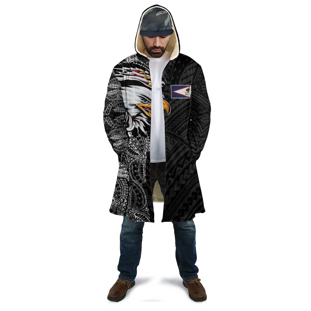 American Samoa Flag Day Cloak Tribal Tattoo with Eagle Black LT03 - Polynesian Pride