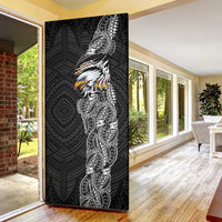 American Samoa Flag Day Door Cover Tribal Tattoo with Eagle Black LT03 - Polynesian Pride