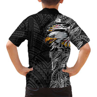 American Samoa Flag Day Family Matching Mermaid Dress and Hawaiian Shirt Tribal Tattoo with Eagle Black
