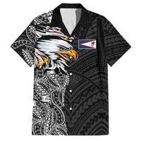 American Samoa Flag Day Family Matching Summer Maxi Dress and Hawaiian Shirt Tribal Tattoo with Eagle Black