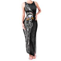 American Samoa Flag Day Family Matching Tank Maxi Dress and Hawaiian Shirt Tribal Tattoo with Eagle Black