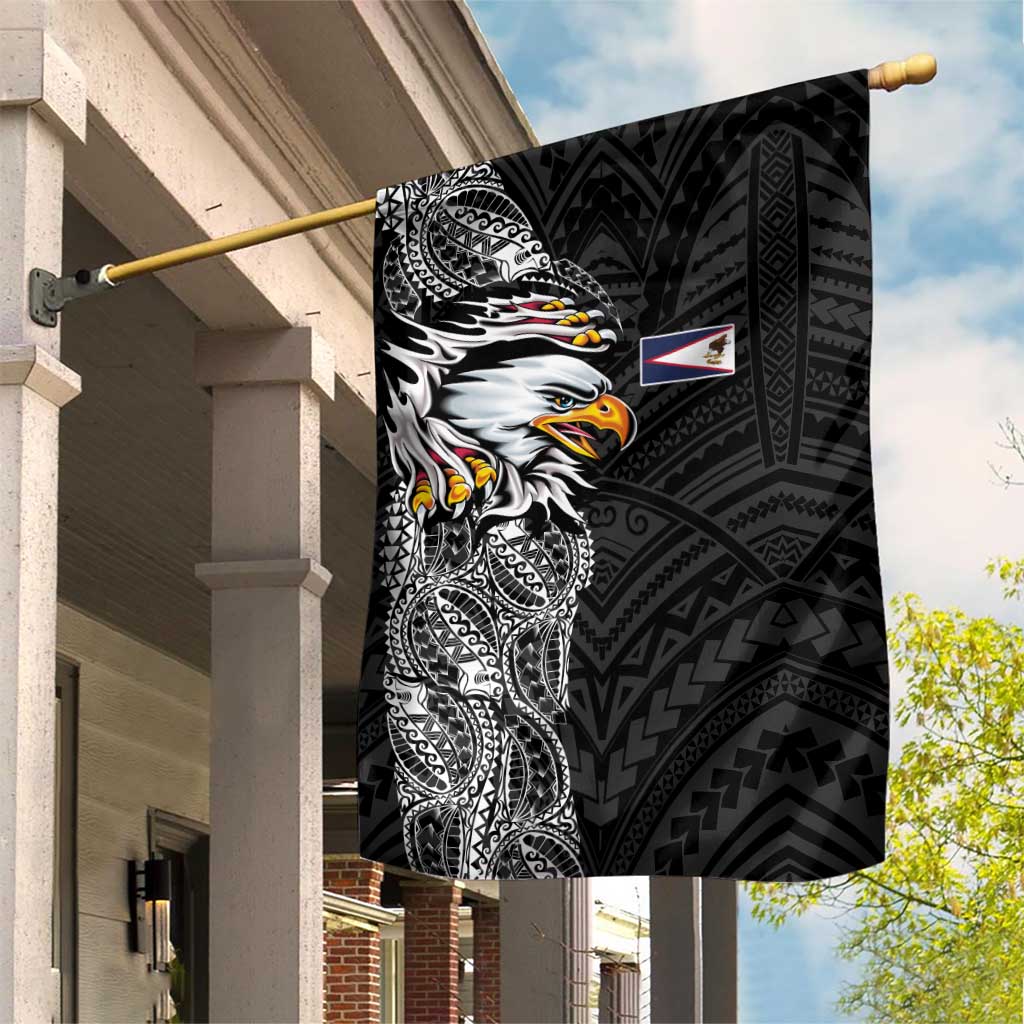 American Samoa Flag Day Garden Flag Tribal Tattoo with Eagle Black LT03 House Flag Black - Polynesian Pride