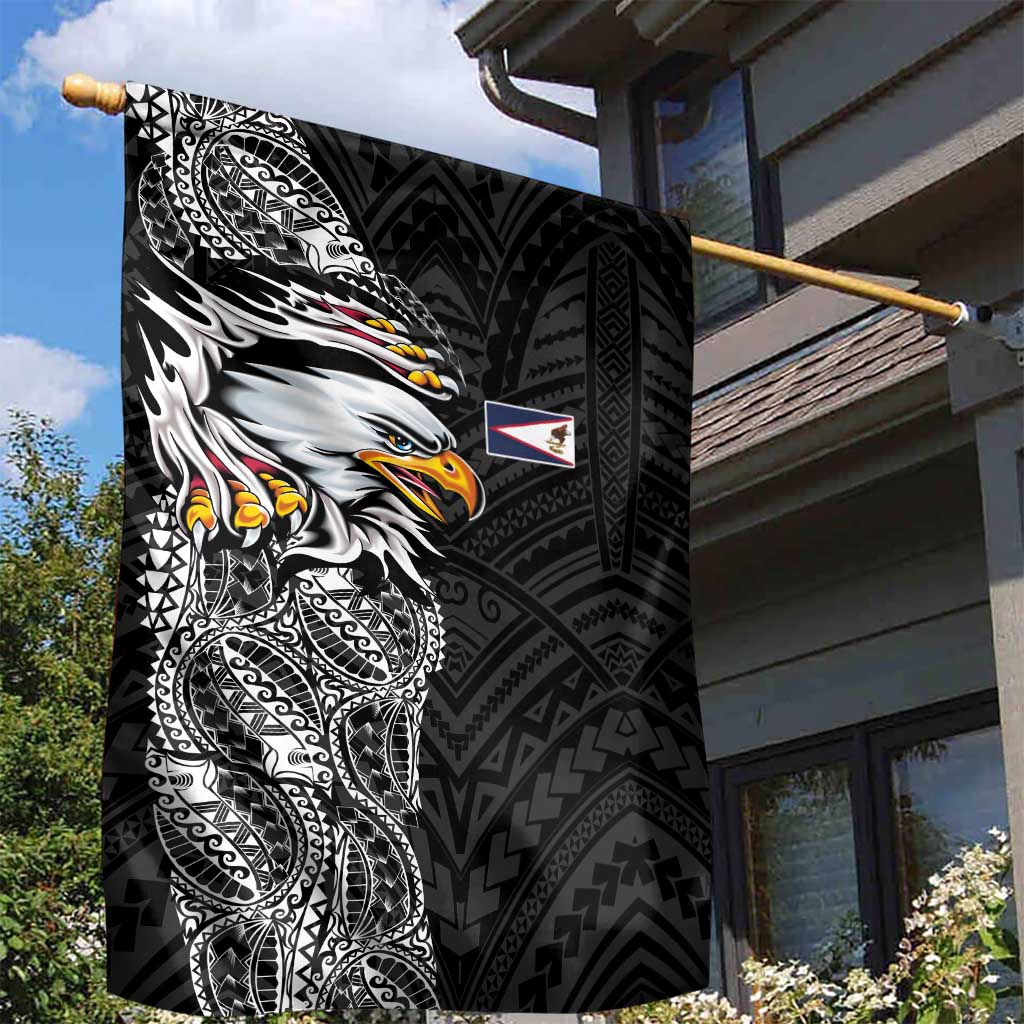 American Samoa Flag Day Garden Flag Tribal Tattoo with Eagle Black LT03 - Polynesian Pride