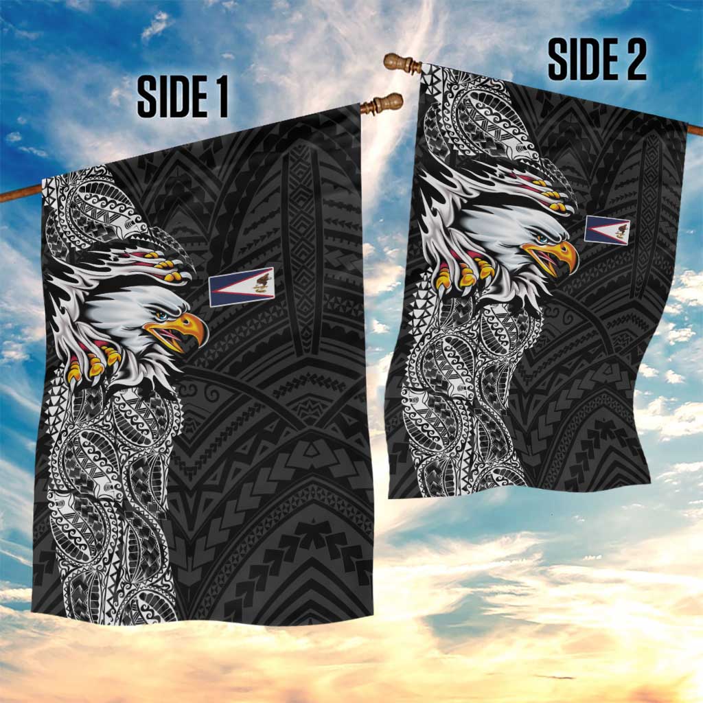 American Samoa Flag Day Garden Flag Tribal Tattoo with Eagle Black LT03 - Polynesian Pride