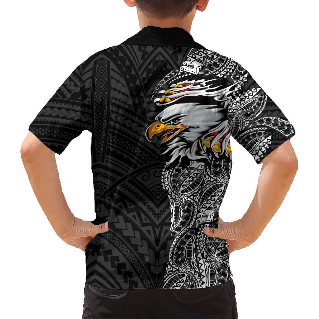 American Samoa Flag Day Hawaiian Shirt Tribal Tattoo with Eagle Black LT03 - Polynesian Pride