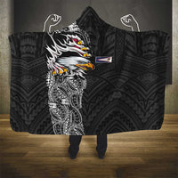 American Samoa Flag Day Hooded Blanket Tribal Tattoo with Eagle Black LT03 - Polynesian Pride