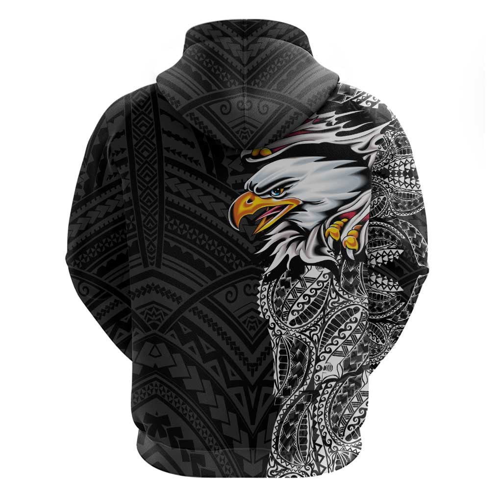 American Samoa Flag Day Hoodie Tribal Tattoo with Eagle Black LT03 - Polynesian Pride