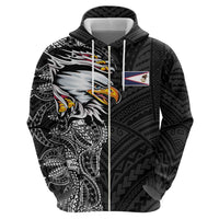 American Samoa Flag Day Hoodie Tribal Tattoo with Eagle Black LT03 - Polynesian Pride