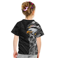 American Samoa Flag Day Kid T Shirt Tribal Tattoo with Eagle Black