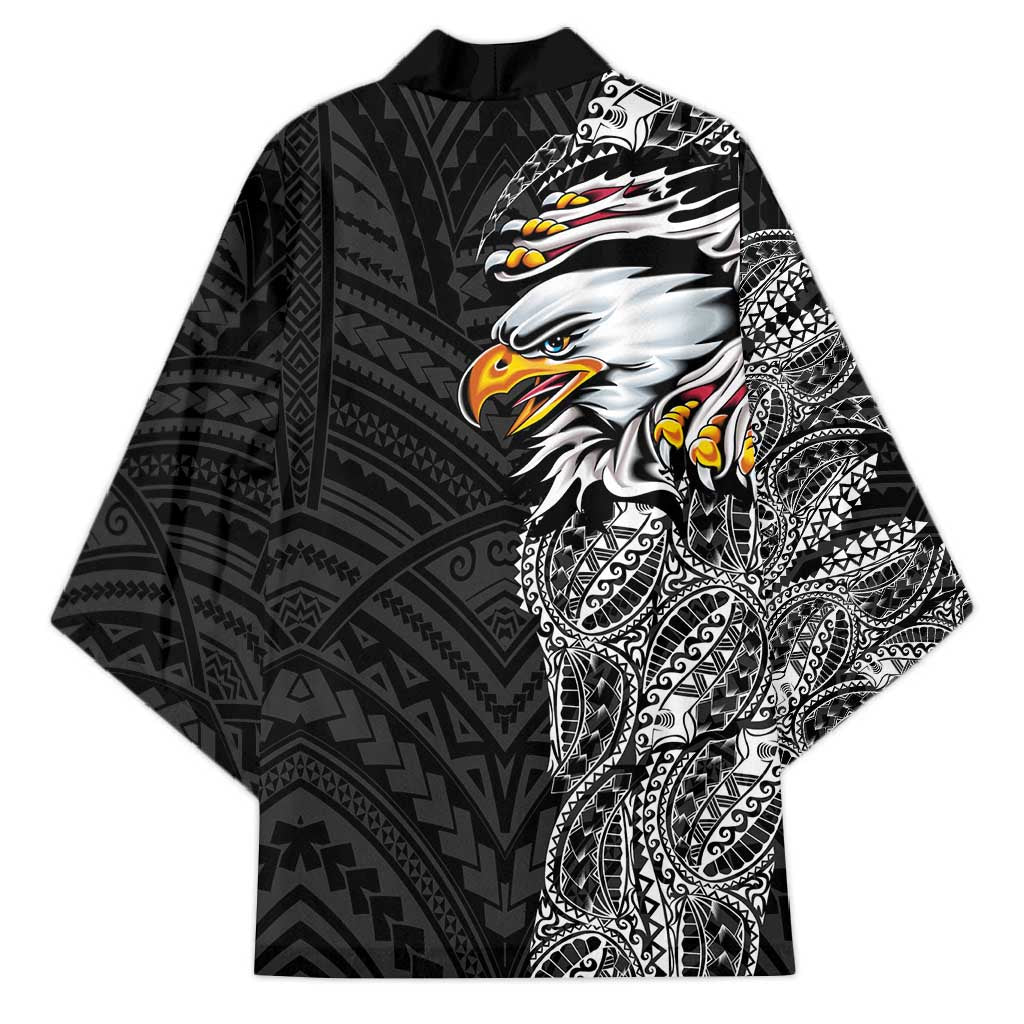 American Samoa Flag Day Kimono Tribal Tattoo with Eagle Black LT03 - Polynesian Pride