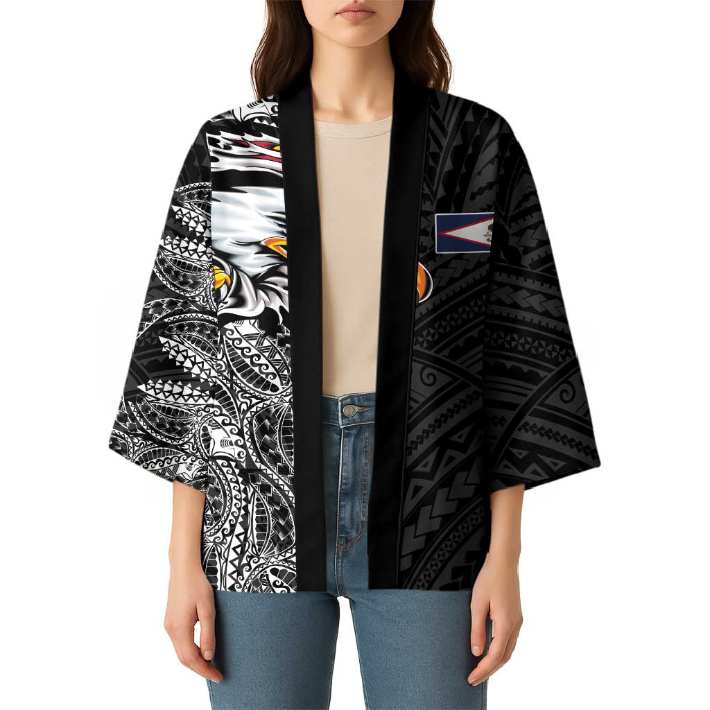 American Samoa Flag Day Kimono Tribal Tattoo with Eagle Black LT03 - Polynesian Pride