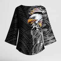 American Samoa Flag Day Kimono Sleeve Blouse Tribal Tattoo with Eagle Black LT03 - Polynesian Pride
