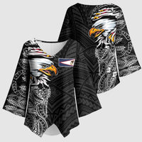 American Samoa Flag Day Kimono Sleeve Blouse Tribal Tattoo with Eagle Black LT03 - Polynesian Pride