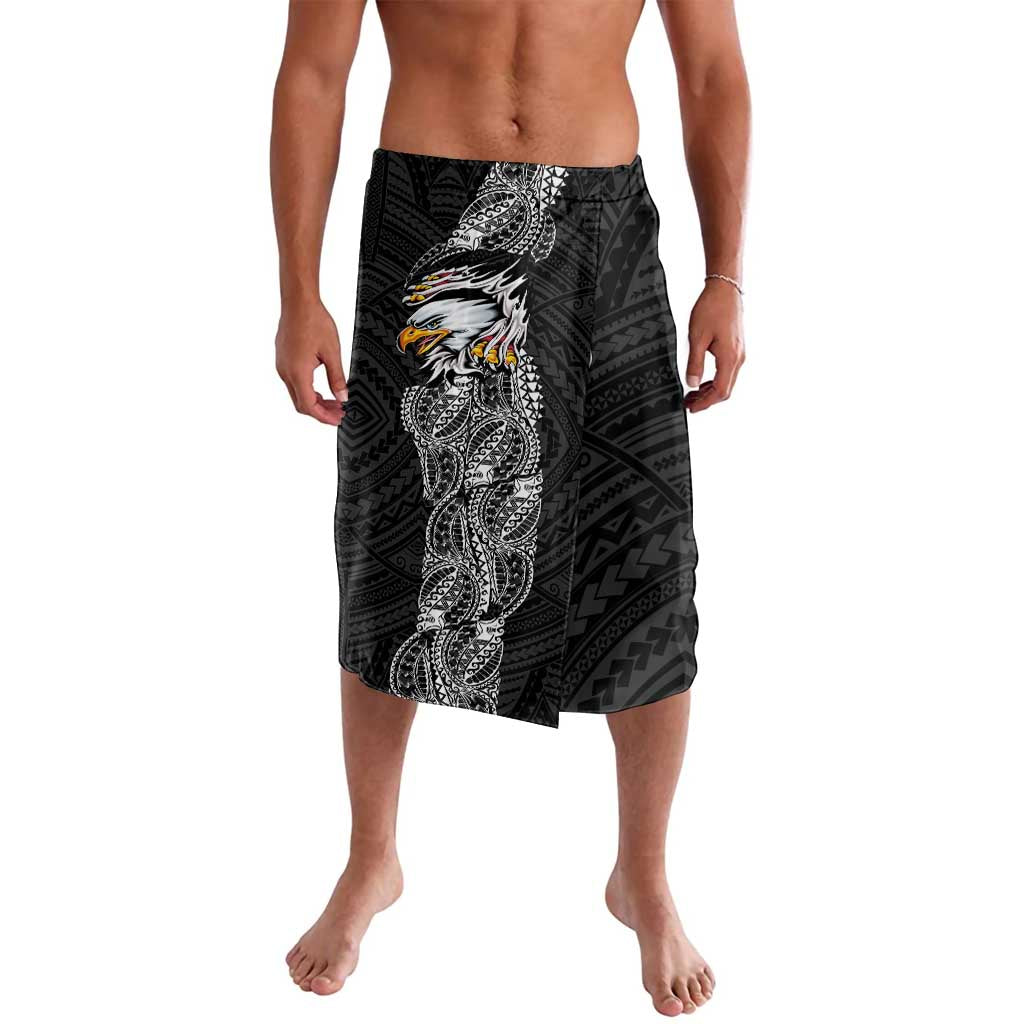 American Samoa Flag Day Lavalava Tribal Tattoo with Eagle Black LT03 Black - Polynesian Pride