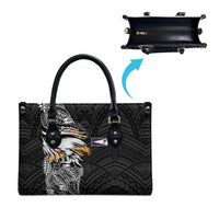 American Samoa Flag Day Leather Bag Tribal Tattoo with Eagle Black LT03 - Polynesian Pride