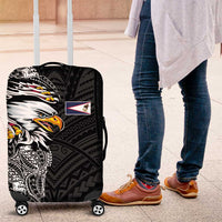 American Samoa Flag Day Luggage Cover Tribal Tattoo with Eagle Black LT03 Black - Polynesian Pride