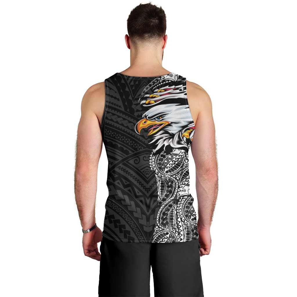 American Samoa Flag Day Men Tank Top Tribal Tattoo with Eagle Black LT03 - Polynesian Pride