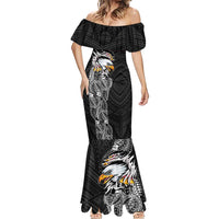 American Samoa Flag Day Mermaid Dress Tribal Tattoo with Eagle Black LT03 - Polynesian Pride