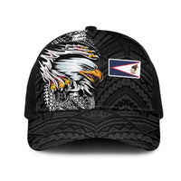 American Samoa Flag Day Mesh Trucker Cap Tribal Tattoo with Eagle Black LT03 One Size Black Black - Polynesian Pride