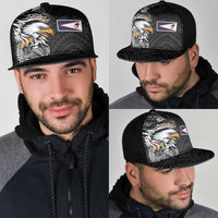 American Samoa Flag Day Mesh Trucker Cap Tribal Tattoo with Eagle Black LT03 - Polynesian Pride